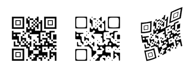Ensemble vectoriel de numérisation de code QR Icons de code à barres abstraits isolés sur fond blanc Modèle codé pour