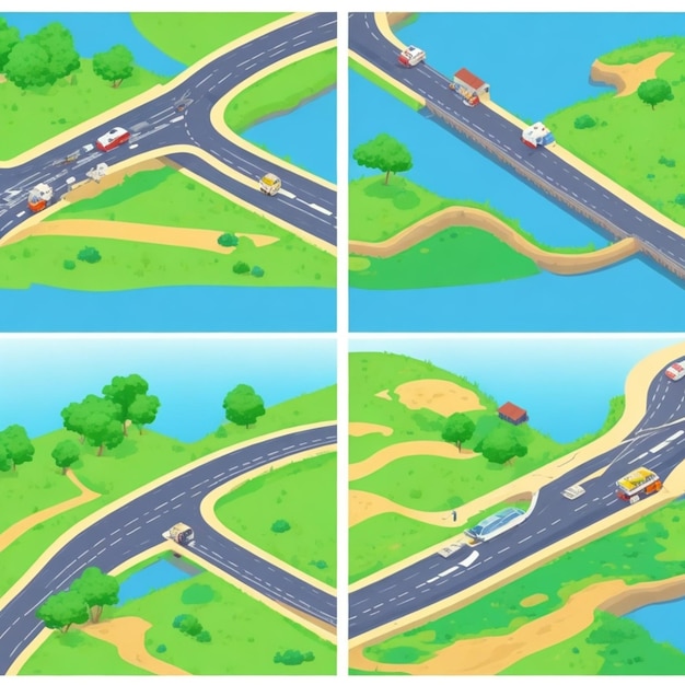 ensemble vectoriel de routes de styles différents