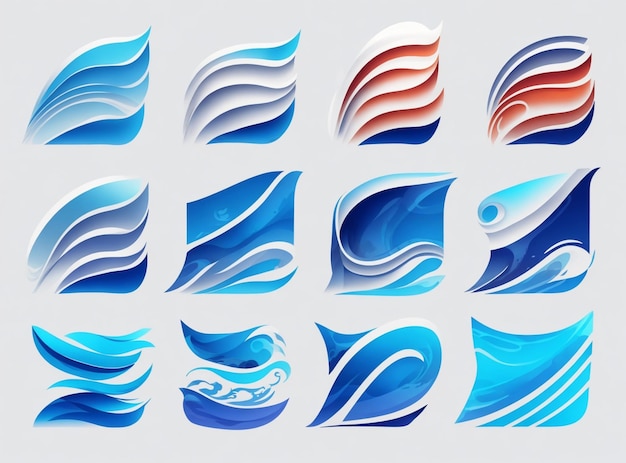 ensemble vectoriel de styles de logo de vagues avec ombre