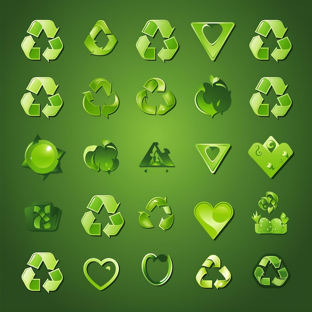 Ensemble vectoriel vert de panneaux recyclés