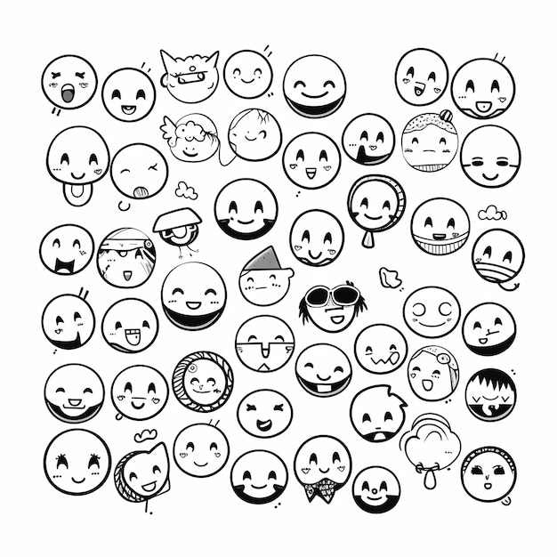 Photo un ensemble de visages emoji