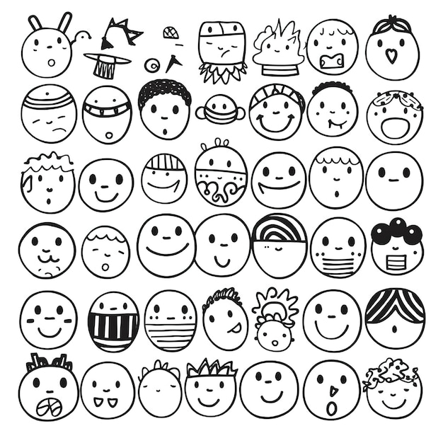 Photo un ensemble de visages emoji