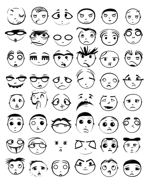 Photo un ensemble de visages emoji