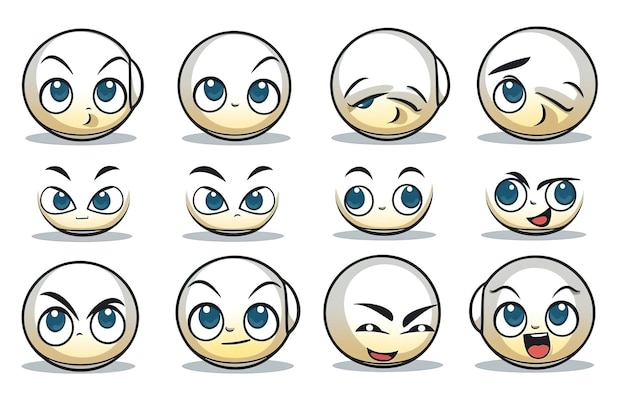 Photo un ensemble de visages emoji