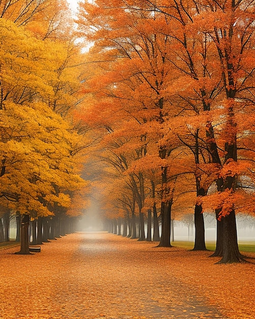 Photo entouré d'arbres aux feuilles colorées à l'automne