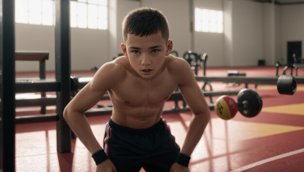 Un entraînement au gymnase pour garçons