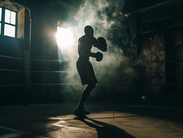 L'entraînement du boxeur en silhouette