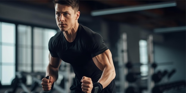 l'entraînement de l'homme au gymnase