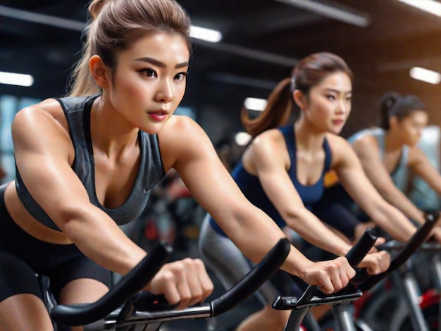 Entraînement à la salle de sport à vélo stationnaire