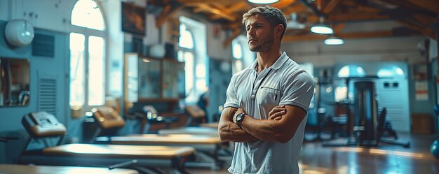 Photo entraîneur physique supervisant des séances d'entraînement dans un milieu de remise en forme