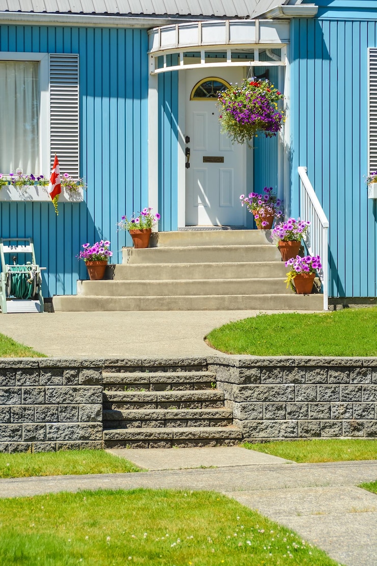 Photo entrée de la belle maison familiale dans la banlieue de vancouver canada