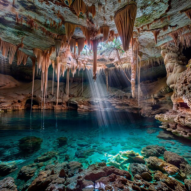 Photo l'entrée du cenote