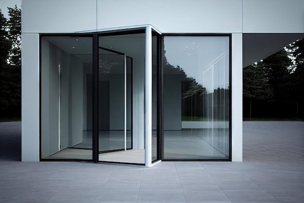 Photo une entrée en verre moderne avec un design épuré et minimaliste créé avec une ia générative