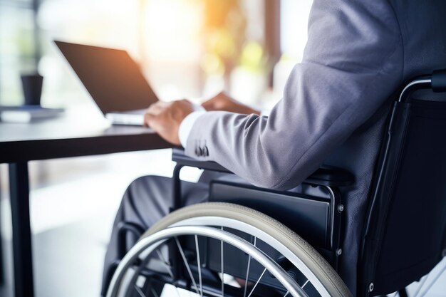 Un entrepreneur en fauteuil roulant prospère en ligne