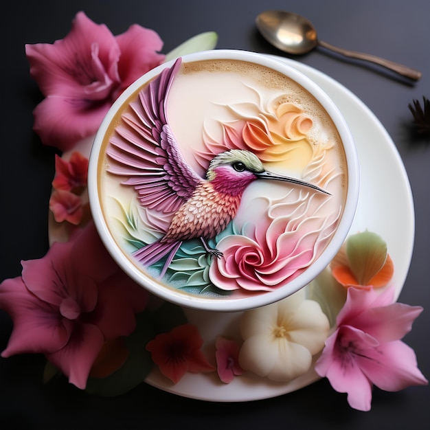 Entrez dans un café où l'art latte hyperréaliste