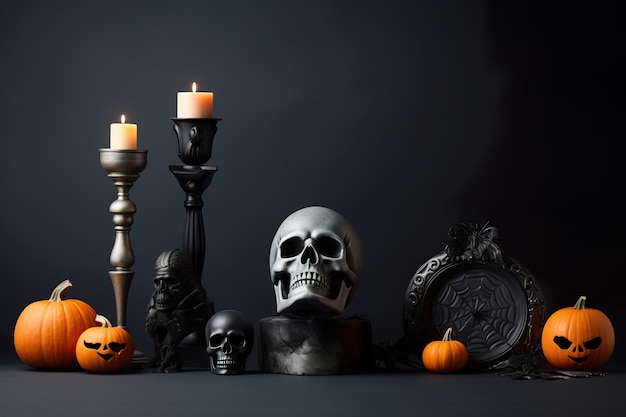 Entrez dans un monde effrayant avec ce fond d'Halloween orné de décorations