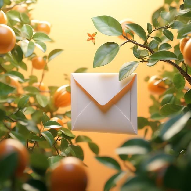 Photo une enveloppe blanche sur un arbre