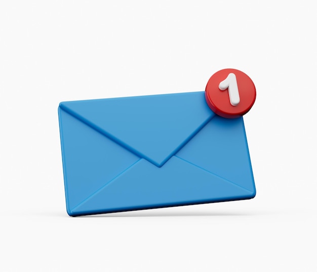 Enveloppe de courrier bleue avec message de marqueur rouge sur fond blanc Enveloppe tombant Notification par e-mail