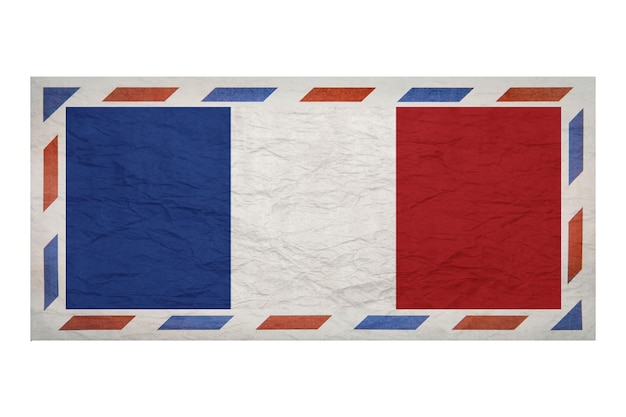 Photo enveloppe postale enveloppe avec l'image du drapeau de la france drapeau français enveloppe froide et froissée