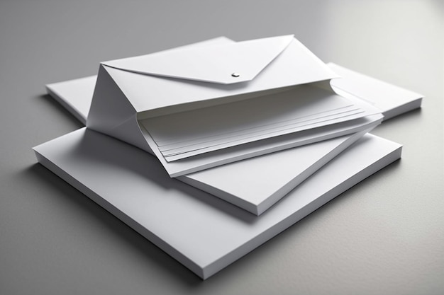 Enveloppes blanches sur la table Une enveloppe ou une enveloppe est une couverture en papier ou autre matériau pour stocker des lettres, des documents ou des imprimés de toute autre nature à envoyer par la poste
