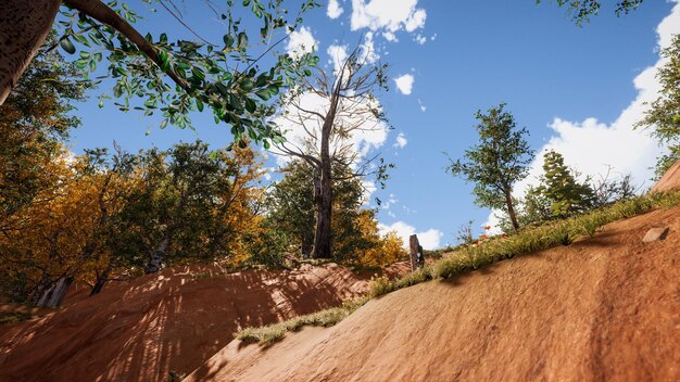 Environnement forestier en automne rendu 3d