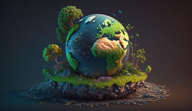 Environnement Jour de la Terre planète nature concept avec fond naturel vert globe terrestre