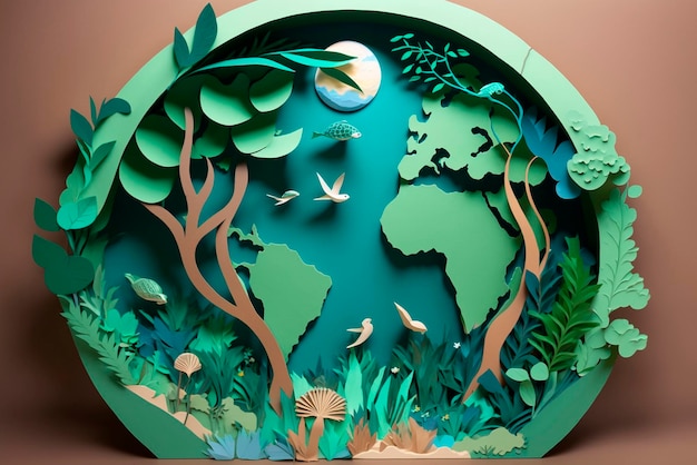 Environnement mondial et papier conceptuel du jour de la terre art sculpté