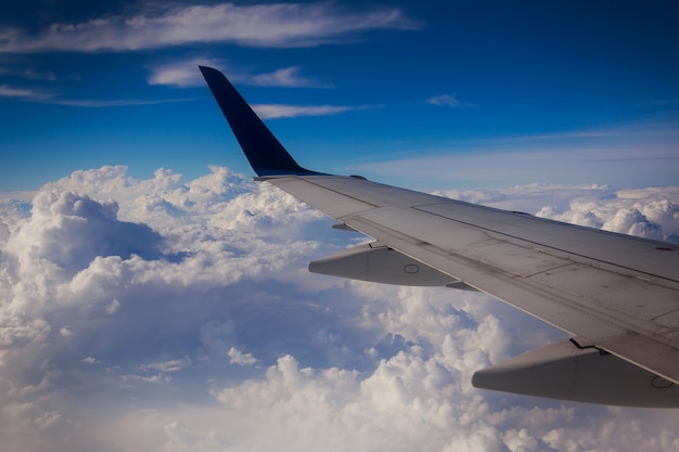 L'environnement de panorama de ciel d'aile d'avion nuages la terre scénique de temps
