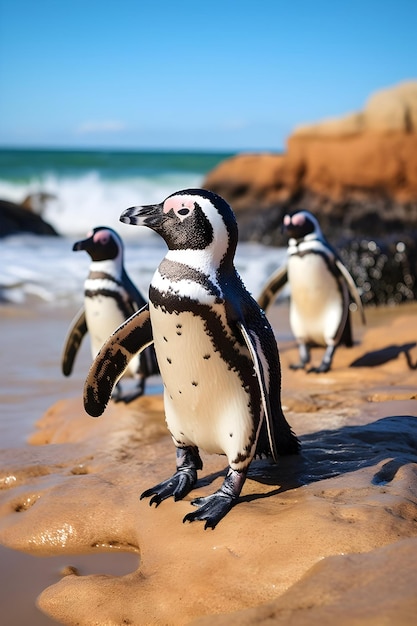 L'environnement Les pingouins africains sur un rivage