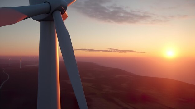 Les éoliennes au lever du soleil