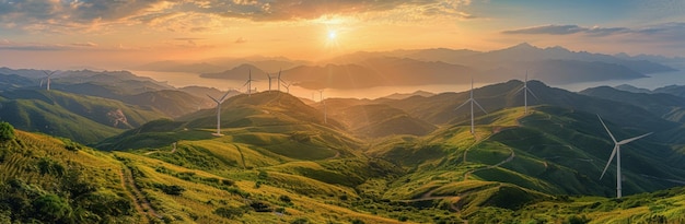 Des éoliennes au sommet d'une colline