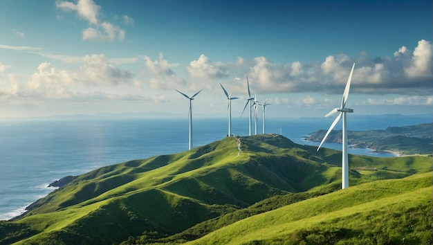 Photo des éoliennes sur la côte