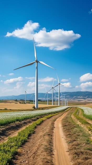 éoliennes sur une crête brumeuse