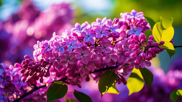 Les épais pinceaux de lilas qui remplissent l'air de la douce odeur du printemps