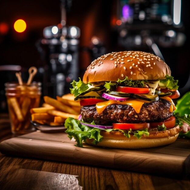 Une épaisse sauce barbecue brune et luisante s'écoule lentement d'un hamburger de bœuf juteux soulignant la texture