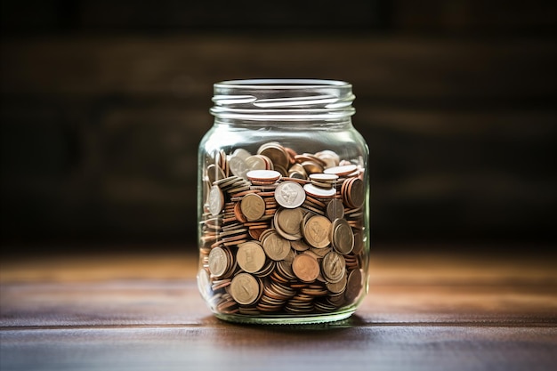 Photo Épargne financière billets de dollar dans un pot en verre sur fond en bois concept de gestion de l'argent