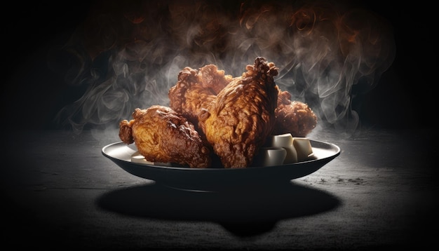 Epic Fried Chicken Fast Food Product Shot AI générative