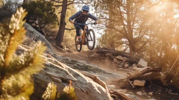 Epic Jump Mountain Biker est lancé sur le sentier Rocky