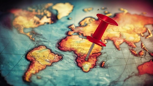 Une épingle rouge marquant un emplacement sur la carte du monde