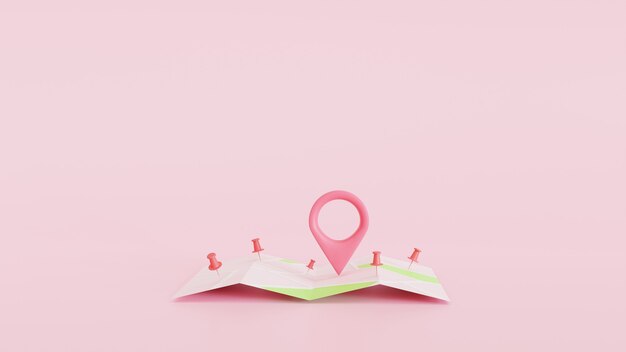 Épingles de la carte 3D, GPS, points de vérification des épingles du navigateur. Le concept de service de livraison. illustration de rendu 3D