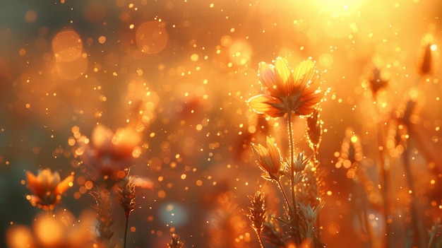 Des épis de blé doré en gros plan Un magnifique paysage naturel au coucher du soleil Un champ de blé