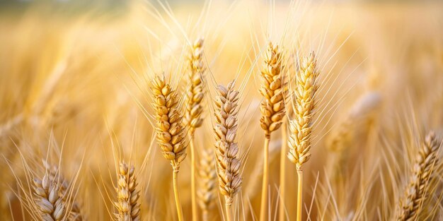 Photo des épis de blé étincelants en été sur le pré