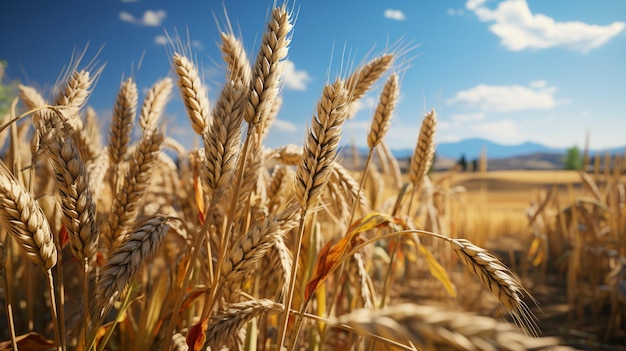 Les épis de blé sur la table en gros plan Concept de récolte