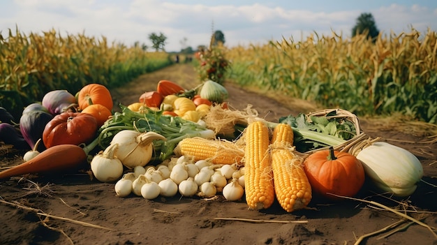 Photo Épouvantail de jardin de fruits et légumes de récolte d'automne