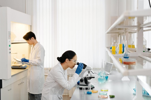 Des éprouvettes médicales avec du sang sur le bureau d'un laboratoire