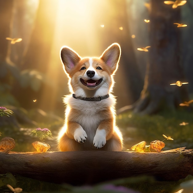 L'équilibre et la méditation d'un chien corgi heureux