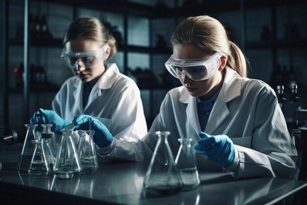 Une équipe de chimistes synthétisant de nouveaux composés dans un laboratoire