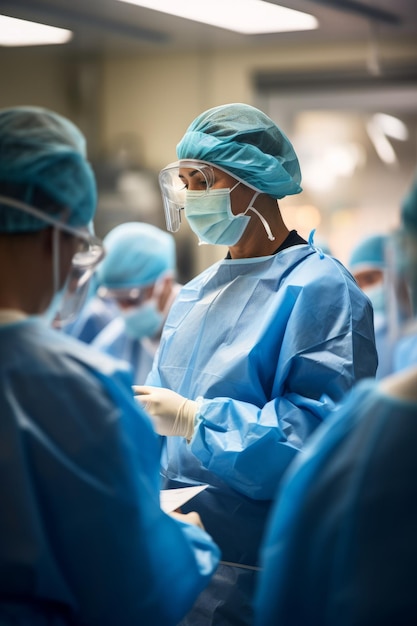une équipe chirurgicale se réunissant pour un briefing préopératoire Créé avec la technologie d'IA générative