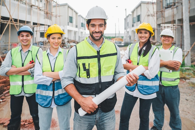 Photo Équipe de construction heureuse et réussie