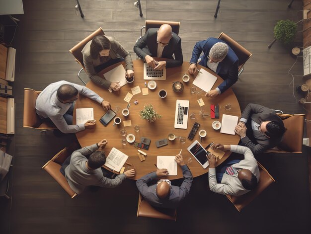 L'équipe du bureau est sur la table.